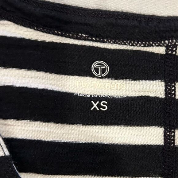 Talbots size small black-and-white striped T-shirt - Picture 3 of 3